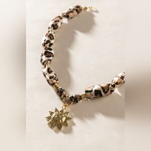 Myra Bag Leopard Print Necklace with Gold Sun Pendant